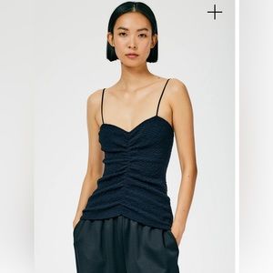 Tibi Moue Jersey Ruched Cami Navy